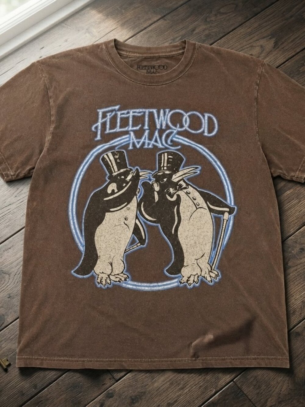 Fleewood Mac Vintage Penguin Graphic Brown Washed T-Shirt